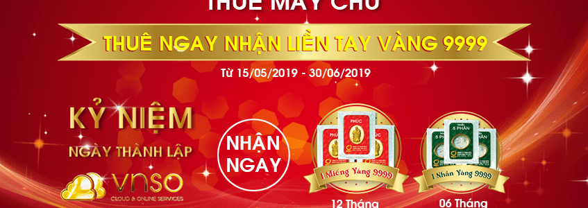 Nhận Vàng hấp dẫn Nhân kỷ niệm thành lập VNSO – Thuê Server, Hosting, Tên Miền