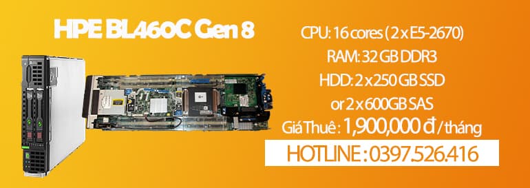 Thuê Máy Chủ Giá Rẻ HPE BL460C Gen 8-16cores