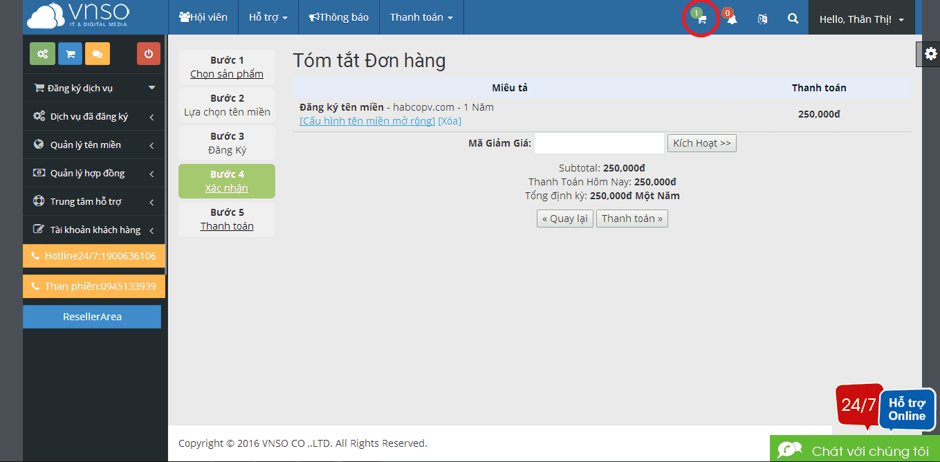 Hướng dẫn đăng ký và mua sản phẩm trên trang id.demo.vnso.vn
