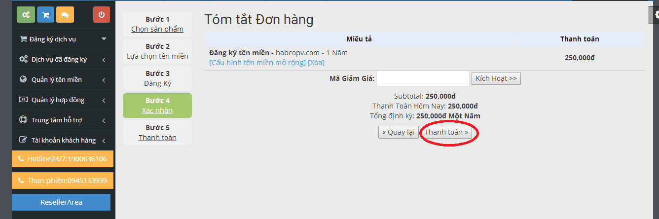 Hướng dẫn đăng ký và mua sản phẩm trên trang id.demo.vnso.vn