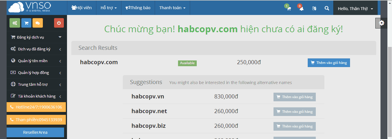 Hướng dẫn đăng ký và mua sản phẩm trên trang id.demo.vnso.vn