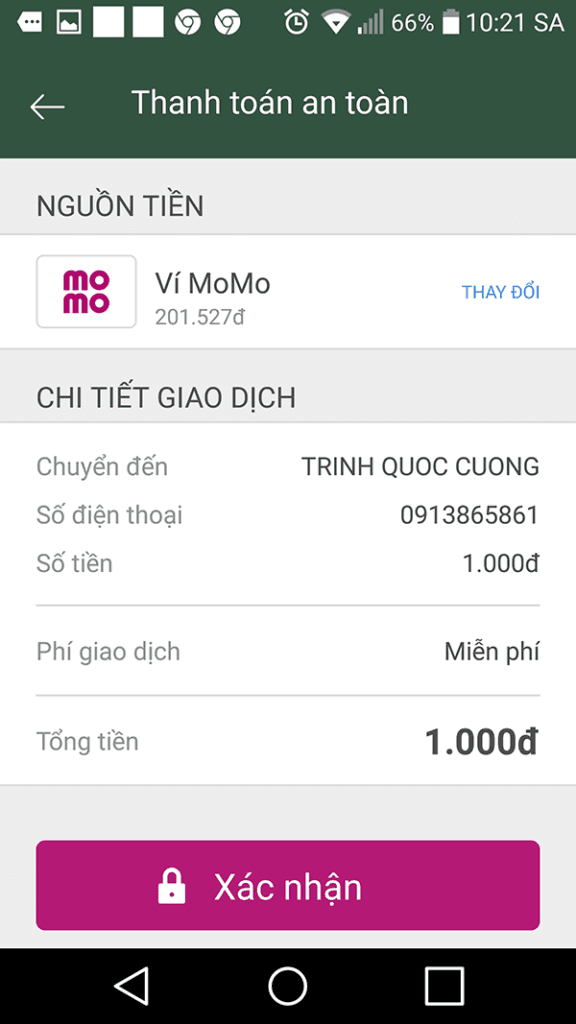 Hướng dẫn thanh toán momo