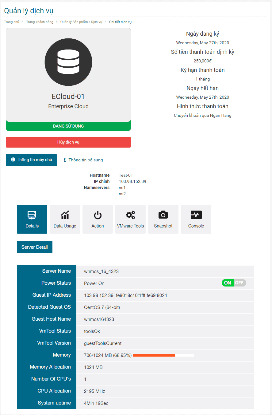 Hướng dẫn sử dụng Enterprise Cloud, Ecloud
