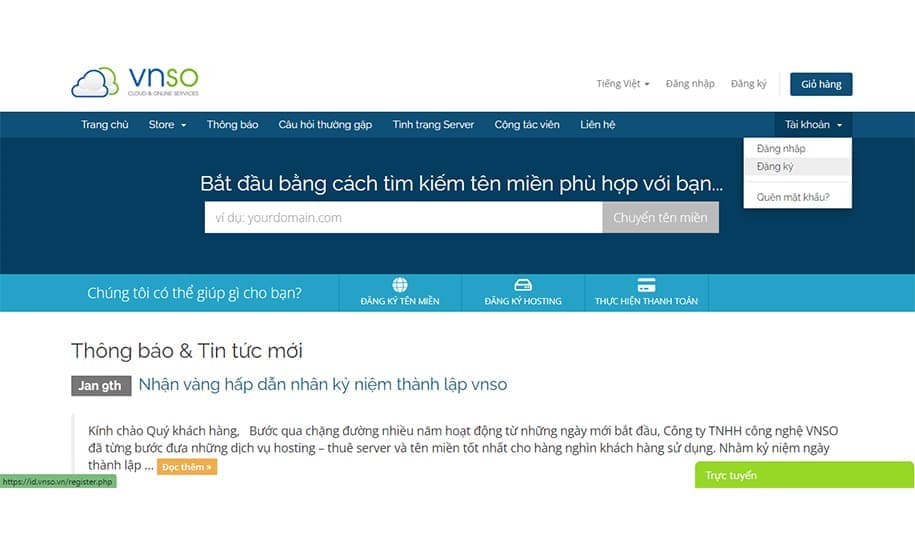 Đăng Ký Dịch Vụ
