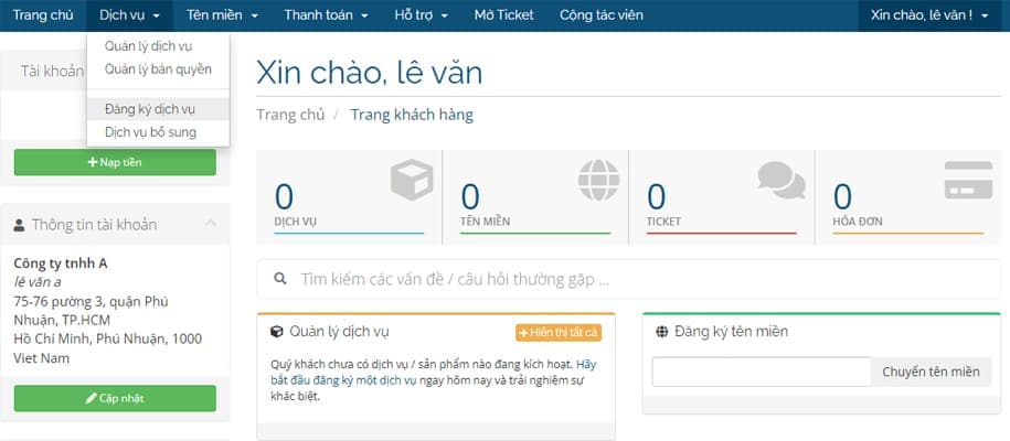 Đăng Ký Dịch Vụ